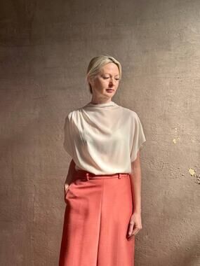 TWP Wish You Would Draped Silk Top in Pink Tint L